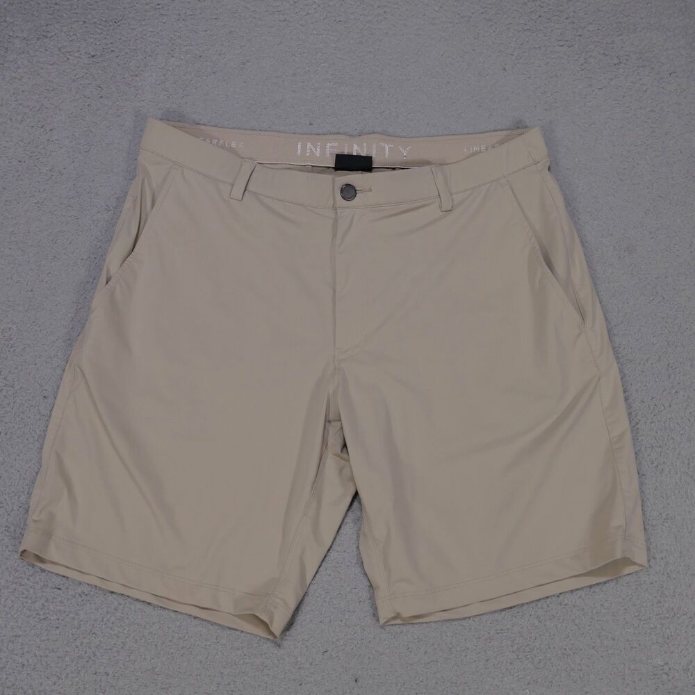 Infinity Chino Shorts Mens 36 Navy Beig Linearflex Performance Stretch 8" Inseam